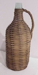 VINTAGE 13 1/2&Prime; X 6&Prime; WOVEN RATTAN WICKER COVER DEMIJOHN ITALIAN WINE BOTTLE