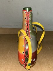 Vintage 1970&rsquo;s French VIRESA Glass Wine Bottle with Faux Leather Vinyl Covering