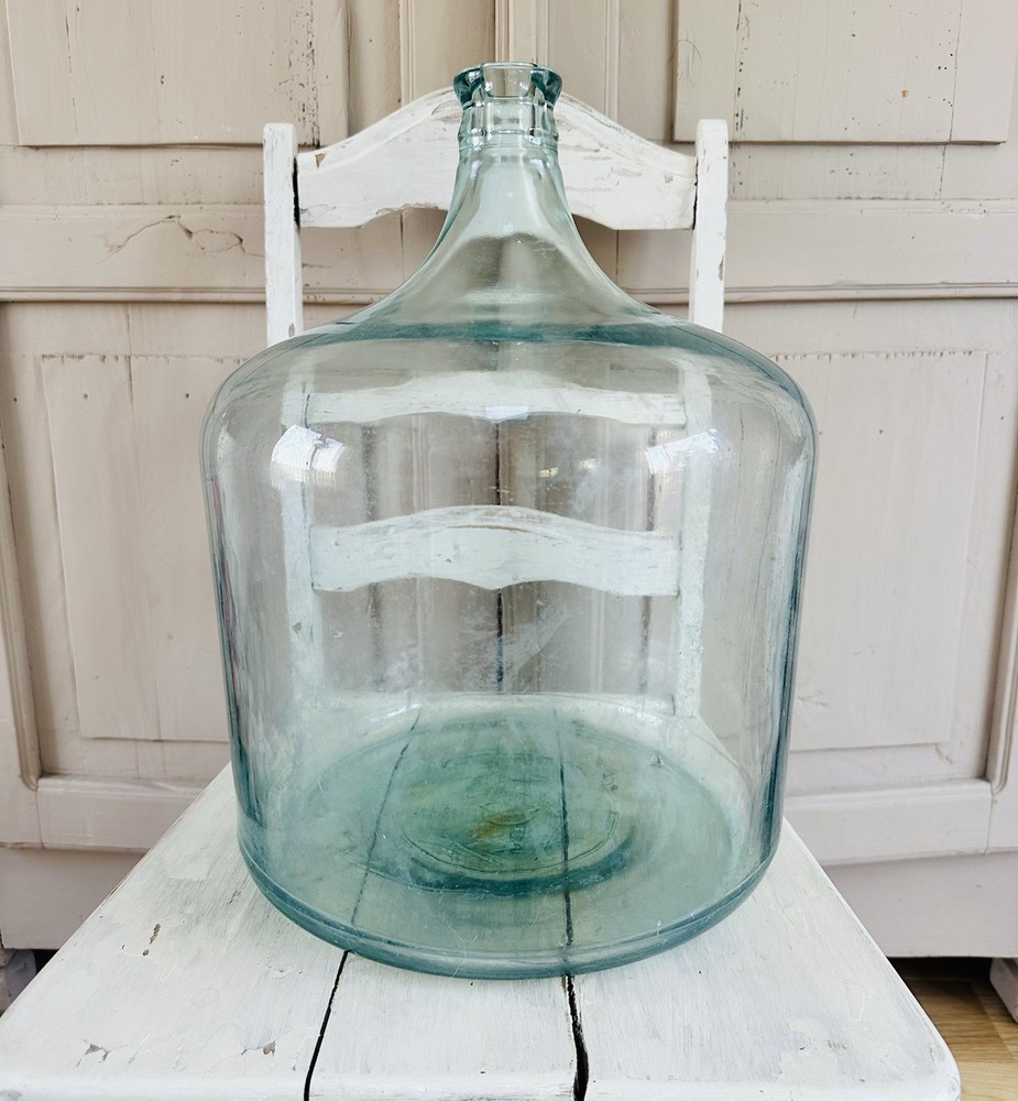 Vintage Carboy 5 Gallon Wine Bottle Jug DemiJohn Antique Blue Green Glass Unique
