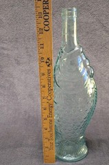 Vintage Italian Fish Shaped Green/Blue Glass Wine Bottle 13.5” Pescevino Beach