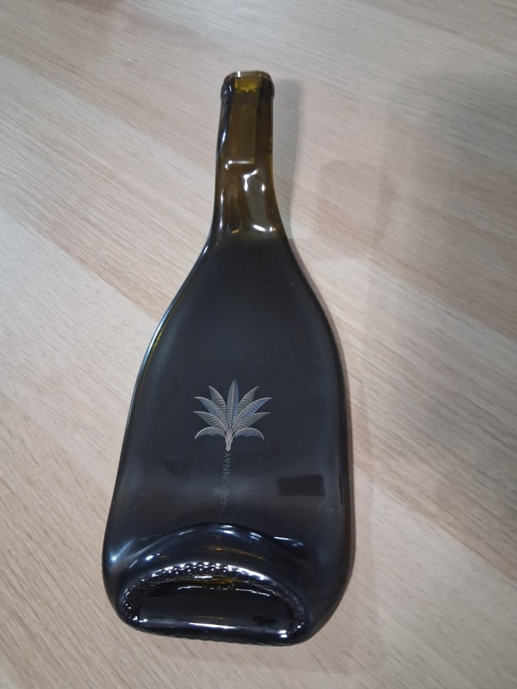 Silver Palm Flattened Wine Bottle With Curved Neck