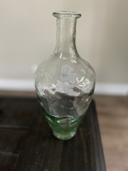 Glass Demijohn Bottle – Wavy Glass Bottle – Antique Demijohn – Light Green Glass