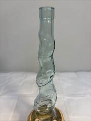 Bottaro Green Spiral Glass Empty Wine Bottle Italy 16&Prime; Raffia Wrap Decor