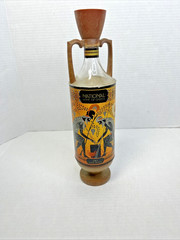 Vintage Greek Wine Bottle Amphora Style National Wine Faux Wood Frame Greece