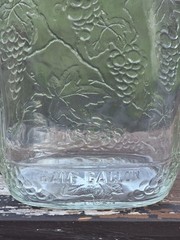 Vintage Glass Grapevine Embossed Wine Bottle Jar 1/2 Half Gallon Screw Lid GUC