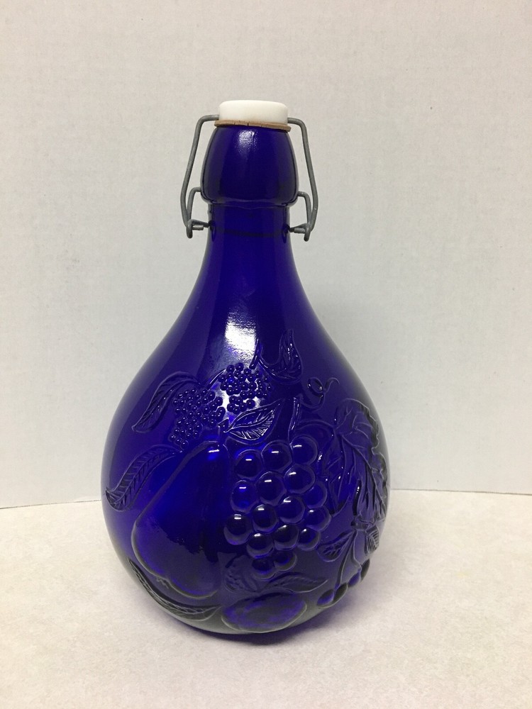 Vintage Casadis Milano LT2 Cobalt Blue « Jus De Fruits » Glass Jug-2 Liter