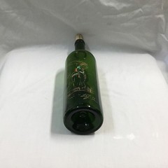 Vintage Dark Green Wine Champagne Bottle with Indian Image Painted 12&Prime; Tall