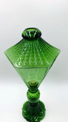 Vintage large Emerald Green Glass Street Lamp Wine Decanter Bottle 19&Prime;
