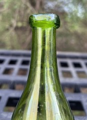 Antique beautiful *ELECTRIC GREEN* colored applied lip wine / liquor bottle