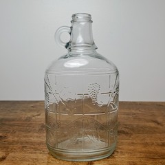 Vintage Ball Embossed Glass Wine Decanter Half Gallon Bottle Grape Design Jar