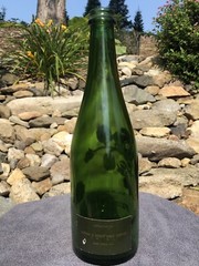 Vintage 1979 Perrier Joet Hand Painted Flower Champagne Green Glass Bottle Empty