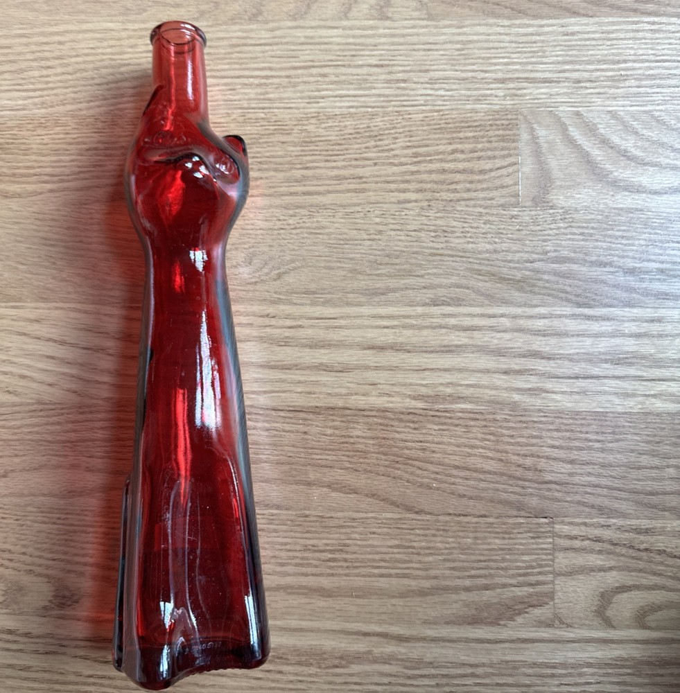 Happy Cat Red Wine Bottle Empty For Collectors Riesling Barware 13” Tall