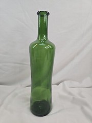 Vintage Emerald Green Glass Empty Wine Bottle 12” Tall Great Condition Hourglass