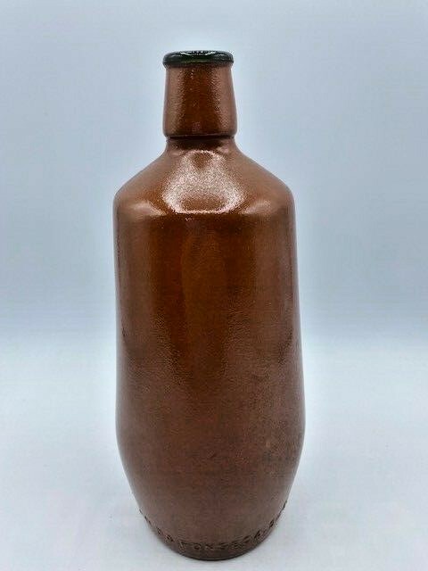 Portugal Lancers Brown Painted 9 In Wine Bottle, J.M. da Fonseca Inter., Empty
