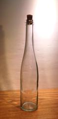 Long Neck 72 cl Green Tint Glass Wine Bottle w Cork 13.75&Prime; Tall