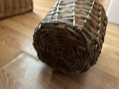 Large Antique French Wicker Enclosed Demijohn 15” With Handle