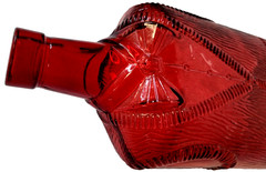 Vintage Ruby Red Liquor Or Wine Bottle/ Decanter Shaped As A Tuxedo.
