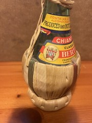 VINTAGE CLASSICO Bertolli CHIANTI EMPTY ITALY WINE BOTTLE Raffia Wrapped-7 1/2&Prime;