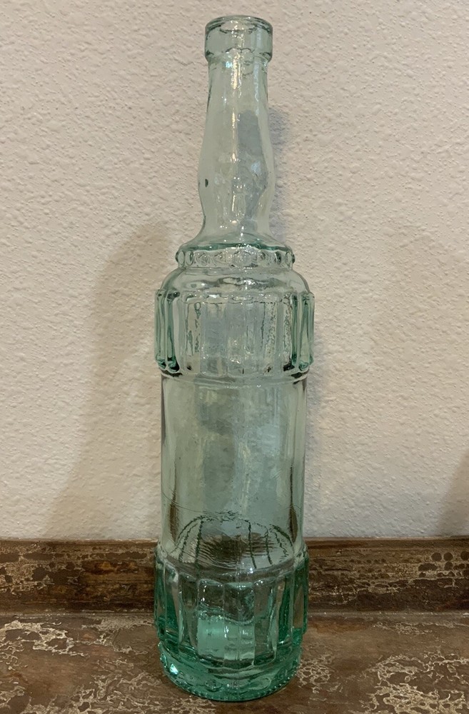 Vtg Himark Empty Green Blue Ornate Glass Bottle 12 1/2” H Made In Spain