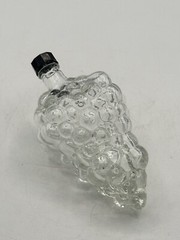Vintage Art Glass Pressed Wine Flask Grape Cluster Screw Top Lid Turkey