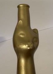 Metallic Gold Happy Cat Mosel Reisling Rheinhessen Germany Wine Bottle 13” Tall