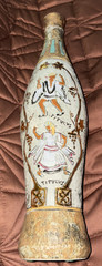 1960s Italian Ceramic & 24k Gold Roman Men Wine Titvlvs Bottle by Fazi Battaglia
