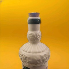 Vintage Chinese White Ceramic Hand Painted Fruit Design Wine Bottle w/Cork