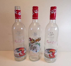 3 Empty Hazlitt 750 ml Red Cat Bottles One Christmas Finger Lakes Red Wine
