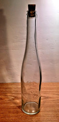 Long Neck 72 cl Green Tint Glass Wine Bottle w Cork 13.75&Prime; Tall