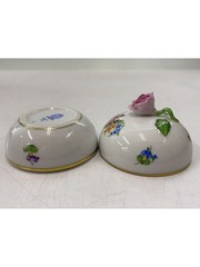 Herend Floral Rose Knob Round Bonbonniere Fancy Trinket Box Porcelain W7.5xH7.5c