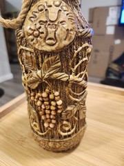 Vintage Moldova Fancy Ceramic Covered Wine Bottle.