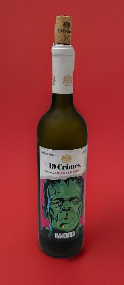 19 Crimes FRANKENSTEIN Monster Universal Empty Wine Bottle Halloween