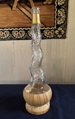 Empty Bottaro Spiral Glass Wine Bottle Italy 15.5” With Raffia wrap