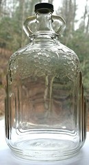 Antique Glass Wine Jug Grape Embossed One Gallon Art Deco Ball Glass Maker w Cap