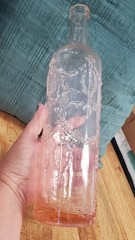 VTG Pink Tinted Glass Wine Empty Bottle Made in Italy Ornate Novelty Rare Find