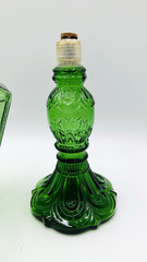 Vintage large Emerald Green Glass Street Lamp Wine Decanter Bottle 19&Prime;