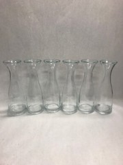 6 pc Vintage clear glass restaurant wedding flower vase Made ITALY Med 9.5 in