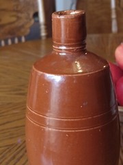 Antique Carmel Brown ~LANCERS WINE~Stoneware or Ceramic Bottle « SUPER NICE » 9.0&Prime;