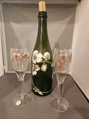12&Prime; Vintage Perrier Jouet Champagne Bottle EMPTY BONUS TWO GLASSES