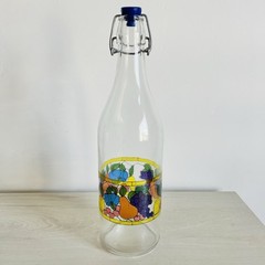 Vintage Avir Fruit Stained Glass Wine Bottle Made In Italy 12”