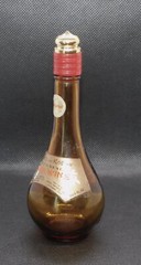 Vintage Small Amber Glass Bottle House of Kashu Japanese Plum Wine w/ Label, Lid