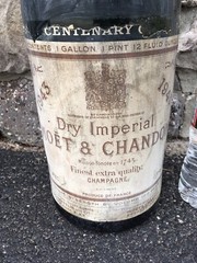 RARE HUGE 1943 MOET CHANDON CHAMPAGNE DISPLAY BOTTLE GLASS ADVERTISING CENTENARY