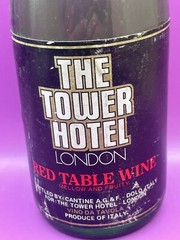 Vintage The Tower Hotel London 9&Prime; Red Table Wine Bottle – Empty – Green – Italy