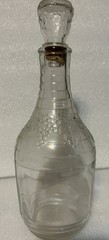 Vintage 4/5 QUART Clear GLASS WINE BOTTLE DECANTER GRAPES & LEAVES 8” Tall