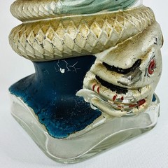 Vintage Viarengo SA Torino Glass Wine Bottle Italy Snake Serpent Dragon Koi Fish