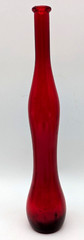 Hand Blown Red Tall Skinny Wavy Wine Bottle Cork Stopper Italy