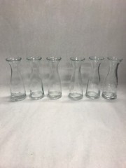 6 pc Vintage clear glass restaurant wedding flower vase Made ITALY small 7 in