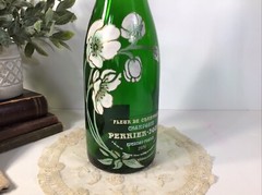 Vintage Perrier-Jouet Fleur De Champagne Bottle~1976~Hand Painted Flowers~Empty~