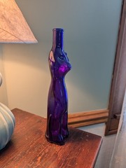 Blue Happy Cat Wine Bottle 13&Prime; 1 Free Cork Of Choice RHEINHESSEN-RIESLING Empty