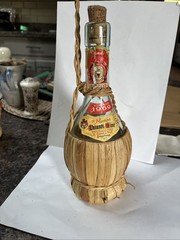 VINTAGE Empty 1969 Chianti Wine Bottle With Rattan Wrap 9.5” Bottle!